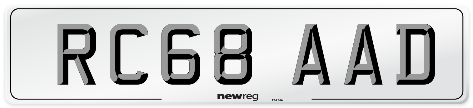 RC68 AAD Number Plate from New Reg